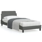 vidaXL Cadre de lit avec tête de lit Gris foncé 90x190 cm Tissu