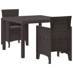 vidaXL Ensemble de salle à manger pour jardin 3 Pièces Marron Rattan Polt