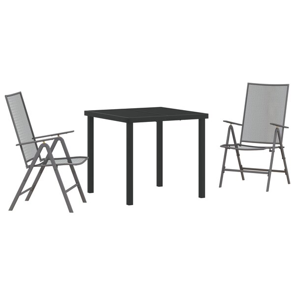 vidaXL Ensemble de salle à manger de jardin 3 pièces acier anthracite