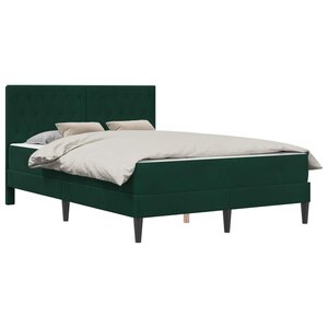 vidaXL Cadre de lit avec matelas Vert foncé 140 x 200 cm Velours