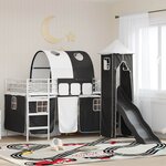 vidaXL Lit mezzanine pour enfants Blanc et Noir 99 5 x 200 cm Métал