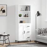 vidaXL Buffet haut Blanc 69 5x34x180 cm Bois d'ingénierie