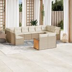 vidaXL Salon de jardin avec coussins 12 Pièces beige résine tressée