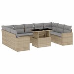 vidaXL Salon de jardin avec coussins 10 Pièces beige résine tressée