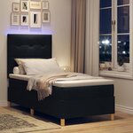 vidaXL Lit à ressort LED avec matelas Noir 90 x 200 cm tissu