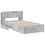 vidaXL Cadre de lit avec rangement Gris béton 75 x 190 cm