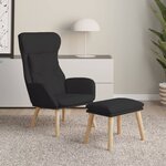 vidaXL Chaise de relaxation avec repose-pied Noir Tissu