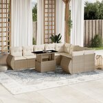 vidaXL Salon de jardin avec coussins 10 Pièces beige résine tressée