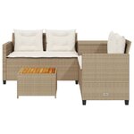 vidaXL Canapé de jardin avec table et coussins en forme de L beige