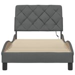 vidaXL Cadre de lit avec LED sans matelas gris foncé 90x200 cm tissu