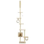 vidaXL Arbre à chat avec griffoirs en sisal 260 cm Beige