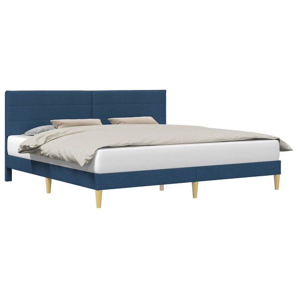 vidaXL Cadre de lit avec tête de lit Bleu 200 x 200 cm Tissu