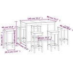 vidaXL Ensemble de bar 7 Pièces Blanc Bois de pin massif