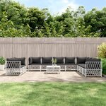 vidaXL Salon de jardin avec coussins 11 Pièces blanc acier