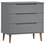 vidaXL Commode MOLDE Gris 80x40x80 cm Bois de pin massif