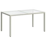 vidaXL Table de jardin 150x90x75 cm Verre trempé/résine tressée Blanc