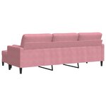 vidaXL Canapé à 3 places avec repose-pieds Rose 210 cm Velours