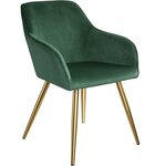 Lot de 6 chaises pieds doré siège de salon cuisine salle à manger design élégant velours vert 08_0000062