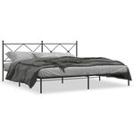 vidaXL Cadre de lit métal sans matelas avec tête de lit noir 200x200cm