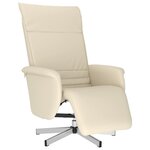 vidaXL Fauteuil inclinable avec repose-pieds crème similicuir