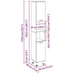 Armoire de salle de bain vidaXL Noir Chêne 30x30x179 cm en bois d'ingénierie