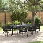 vidaXL Ensemble de salle à manger de jardin 7 pièces avec coussins en poly rotin noir