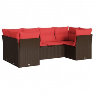 vidaXL Salon de jardin 6 Pièces avec coussins marron résine tressée