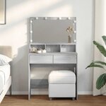 vidaXL Coiffeuse avec LED sonoma gris 80x41x134 5 cm