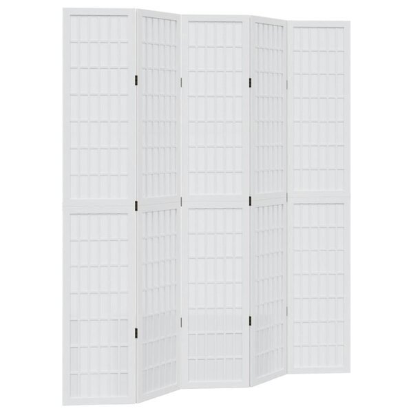 vidaXL Cloison de séparation 5 panneaux blanc bois de paulownia massif