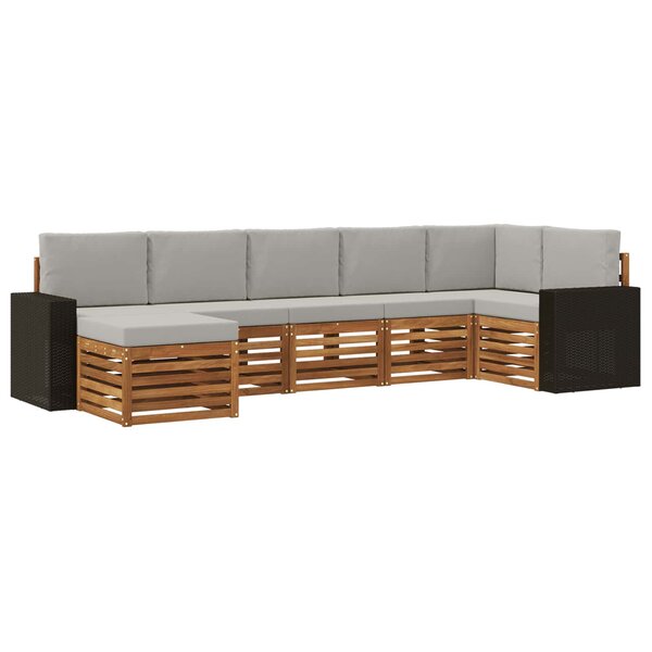 vidaXL Ensemble de canapés d'extérieur 7 pc Naturel et gris clair