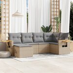 vidaXL Salon de jardin avec coussins 6 Pièces beige résine tressée