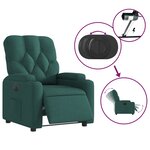 vidaXL Fauteuil inclinable électrique Vert foncé Tissu