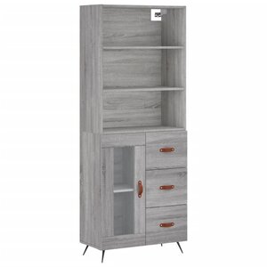 vidaXL Buffet haut Sonoma gris 69 5x34x180 cm Bois d'ingénierie