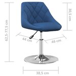 vidaXL Chaises pivotantes à manger lot de 2 Bleu Velours