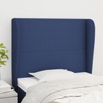 vidaXL Tête de lit avec oreilles Bleu 93x23x118/128 cm Tissu