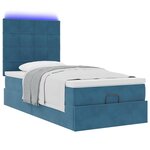 vidaXL Cadre de lit ottoman avec matelas bleu foncé 100x200 cm velours