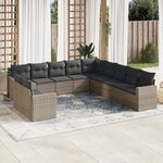 vidaXL Salon de jardin 11 Pièces avec coussins gris résine tressée