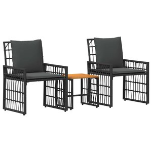 vidaXL Ensemble de meubles d'extérieur 3 pc Noir et Gris foncé