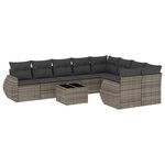 vidaXL Salon de jardin avec coussins 10 Pièces gris résine tressée