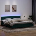 vidaXL Sommier à lattes de lit et matelas et LED vert foncé 180x210cm velours