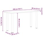 vidaXL Table de bar rectangulaire en chêne massif avec bords naturels 200 x 80 x 92 cm
