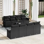 vidaXL Ensemble de canapé de jardin 9 Pièces Noir Poly rotin