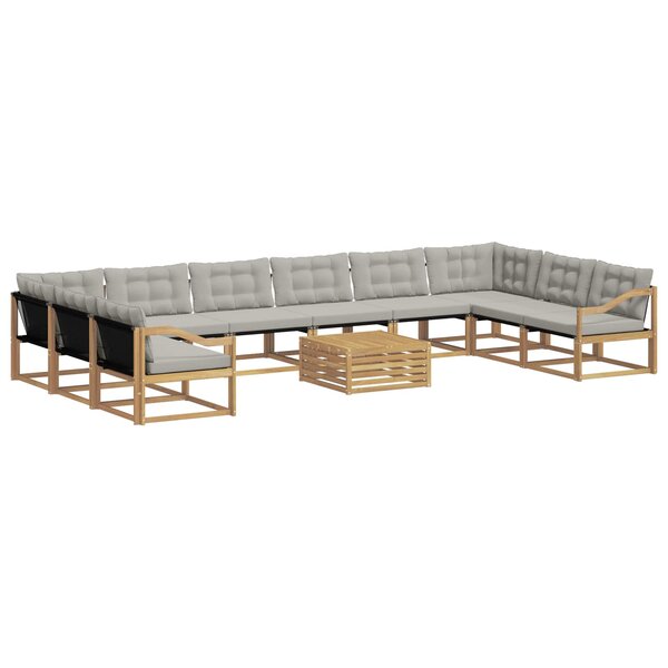 vidaXL Ensemble de canapés d'extérieur 11 pc Blanc et gris clair