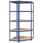 vidaXL Étagères à 5 niveaux 2Pièces Bleu Acier et bois d'ingénierie