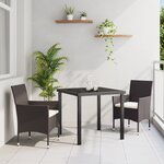 vidaXL Ensemble de Salle à Manger de Jardin 3 Pièces Marron Poly Rattan