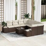 vidaXL Ensemble de canapé de jardin 9 Pièces Marron Poly rotin