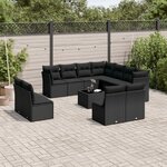 vidaXL Salon de jardin 12 Pièces avec coussins noir résine tressée