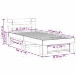 vidaXL Cadre de lit avec tête de lit Blanc 75 x 190 cm Pin massif