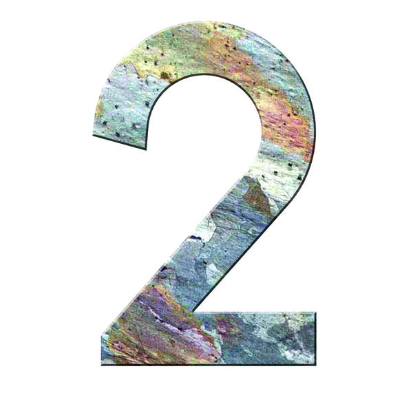 Numéro 2 - Numéro adhésif pour boîtes aux lettres- Pierre véritable 50 mm LAVE