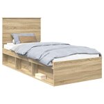 vidaXL Cadre de lit Chêne Sonoma 90 x 190 cm Bois de pin massif